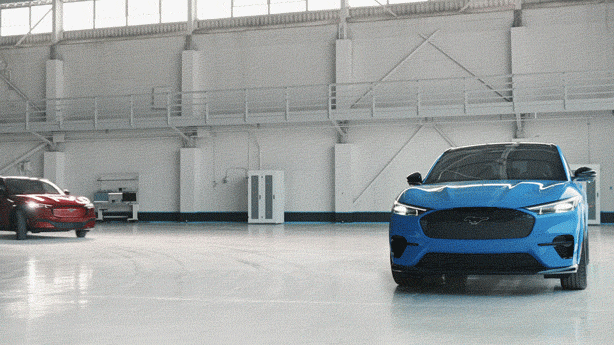 Mustang Mach-E v. Gravity GIF